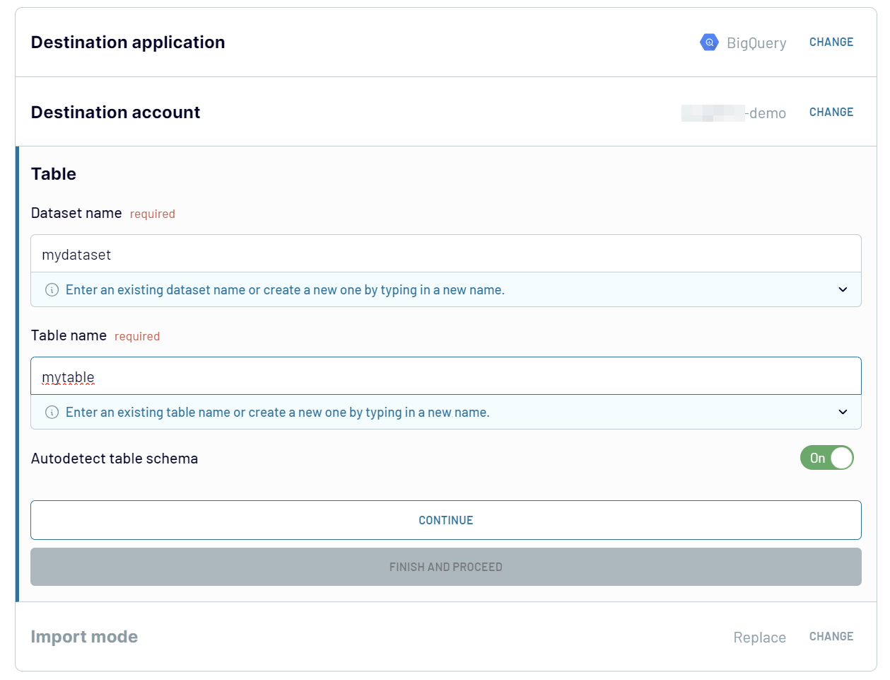 BigQuery load data