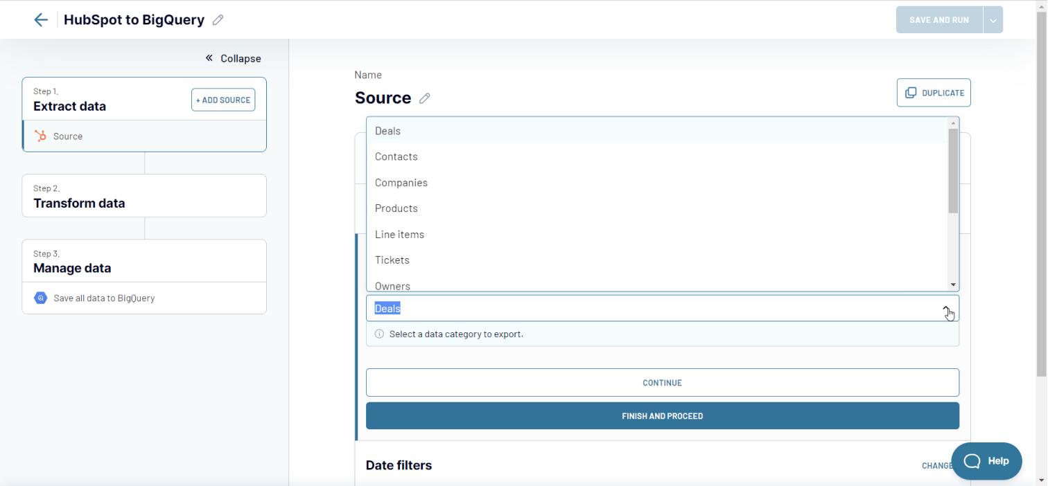 Extract data from HubSpot