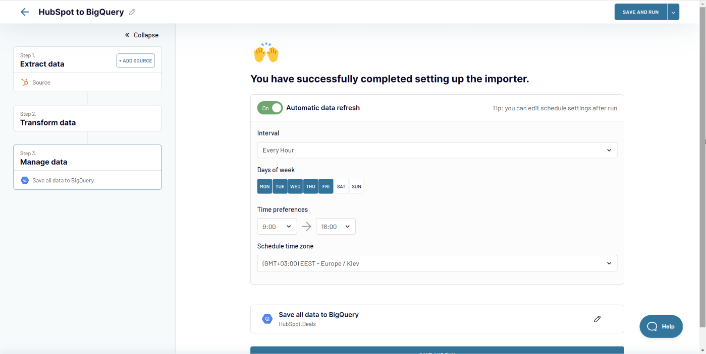 Automate HubSpot to BigQuery data export