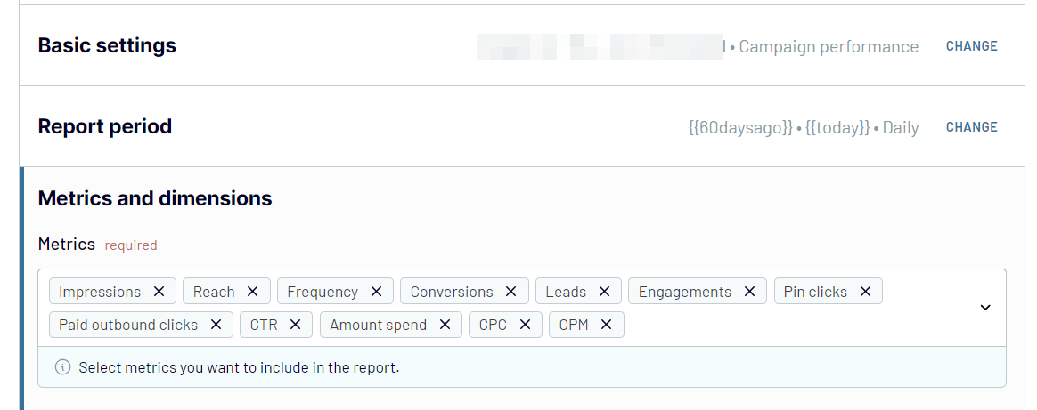 Specify Metrics